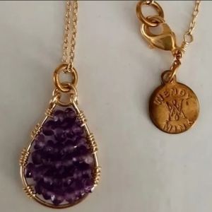 Wrapped Amethyst pendant necklace by Wendy Mink.